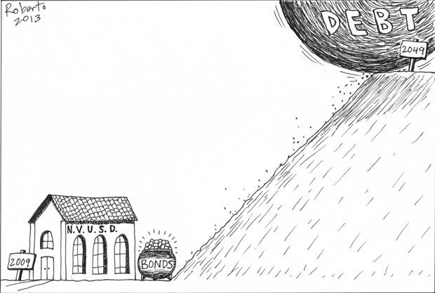 Editorial Cartoon: School bonds now, debt later?